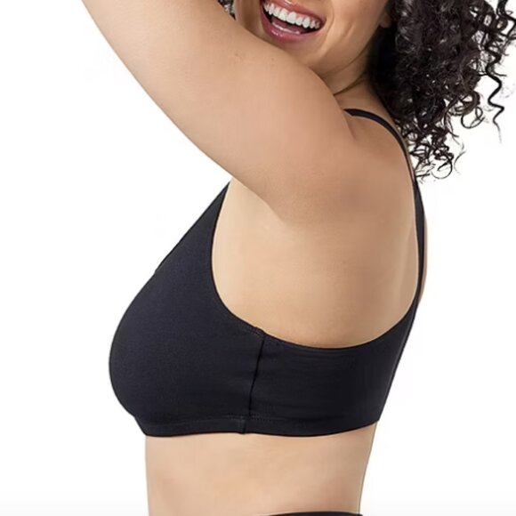 Leading Lady Wirefree Cotton Racerback Sports Bra- 514, Black Sz 38 B/C/D - Picture 2 of 3